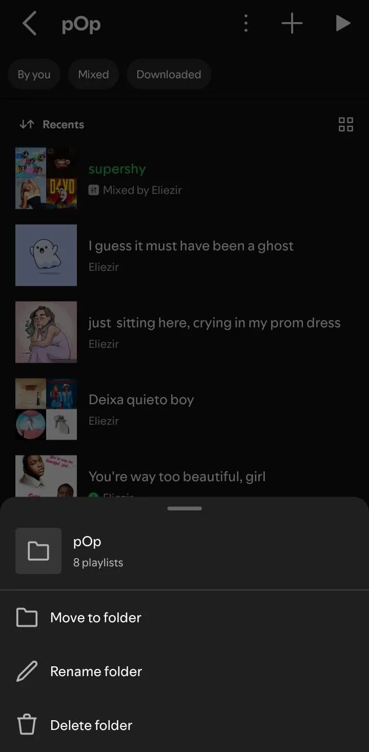 Pasta no Spotify com ícone genérico padrão