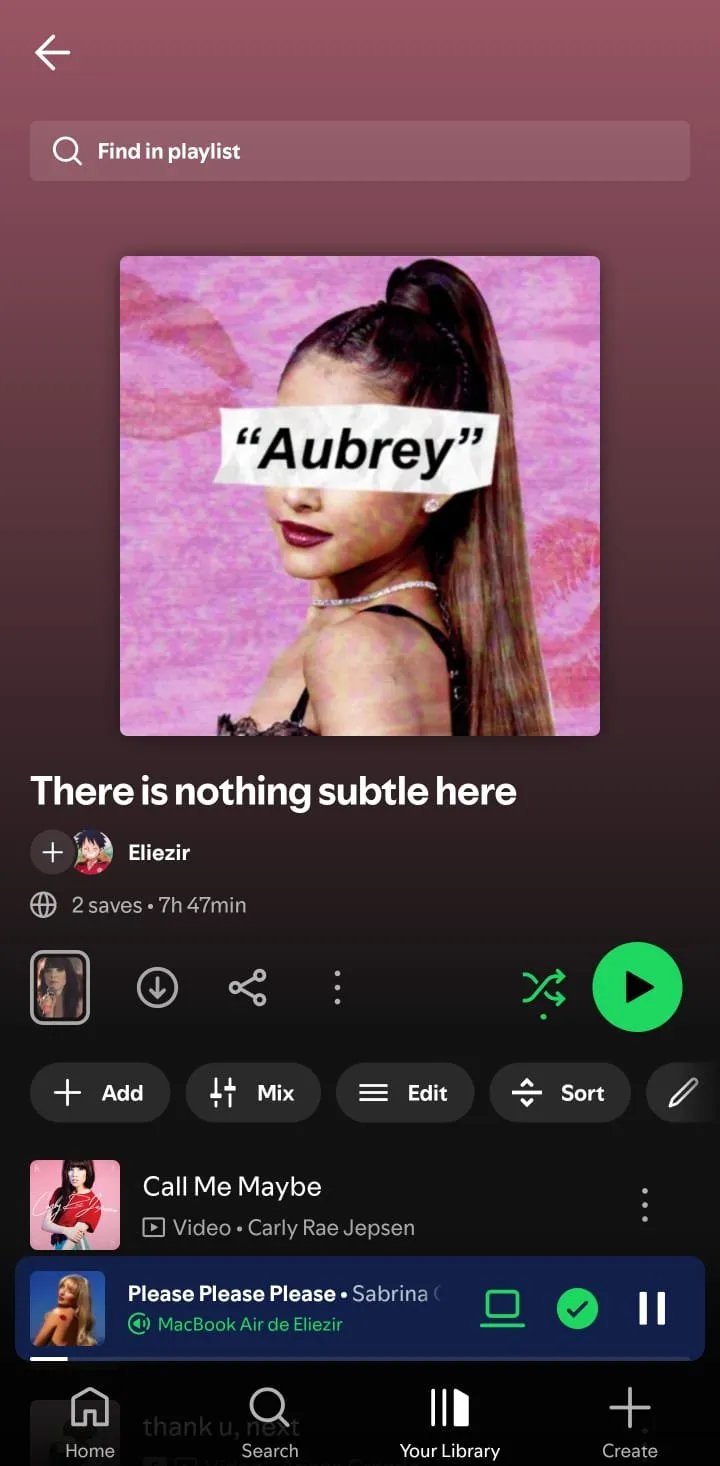 Campo de busca interno da playlist acessível só por pull-down